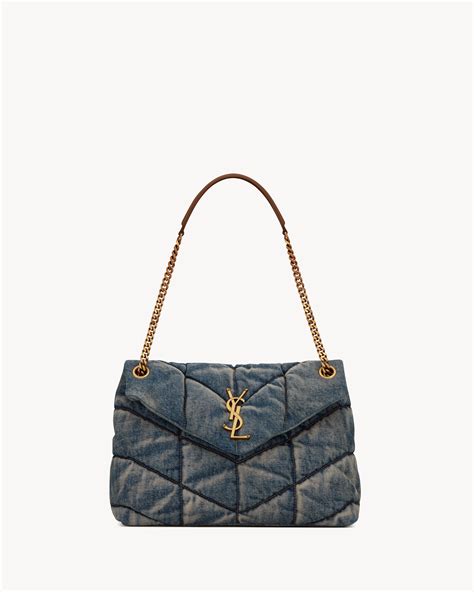 ysl denim bag large